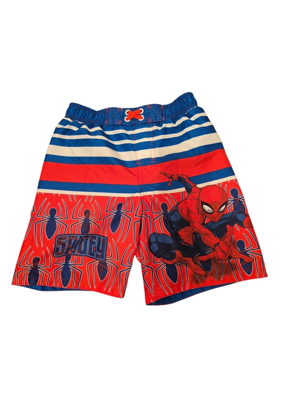 Marvel Spider-Man Red, Blue & White Striped Swim Shorts